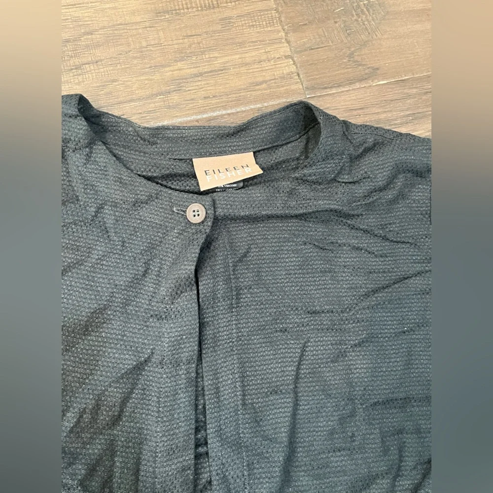 Eileen Fisher Black Textured Silk/Viscose Long Sleeve - Picture 2 of 6